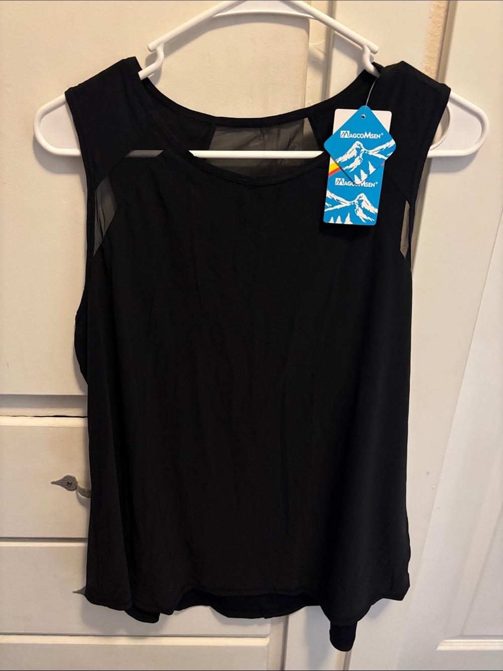 Women's Black Sleeveless Mesh-Trim Tank Top